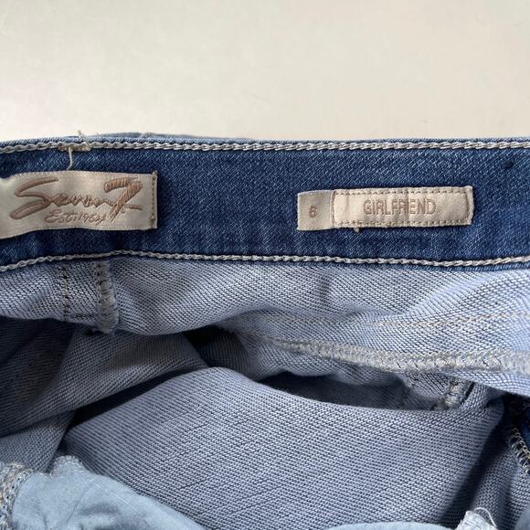 SEVEN 7 Girlfriend Capri Womens Jeans Sz 6 Medium Wash Midrise Denim Straight - Picture 8 of 10